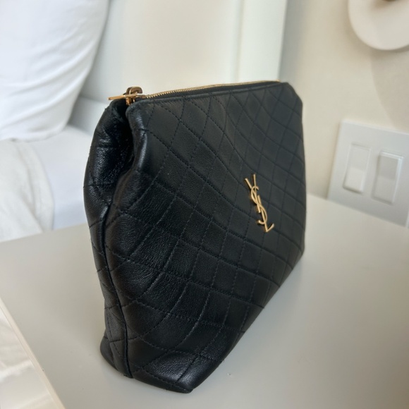 Saint Laurent YSL Quilted Leather Pouch Black - Picture 4 of 7